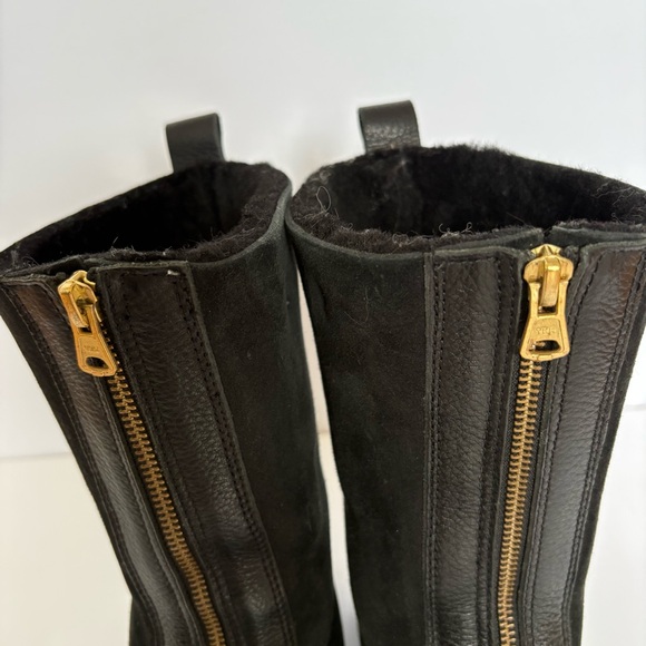 Nordstrom Blackstone QL53 Genuine Shearling Lined Boots Black Leather Grunge 40 - Picture 5 of 9